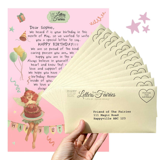 Pink fairy birthday letter – monthly gift subscription for kids