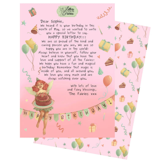 Pink birthday fairy letter – whimsical birthday message for kids